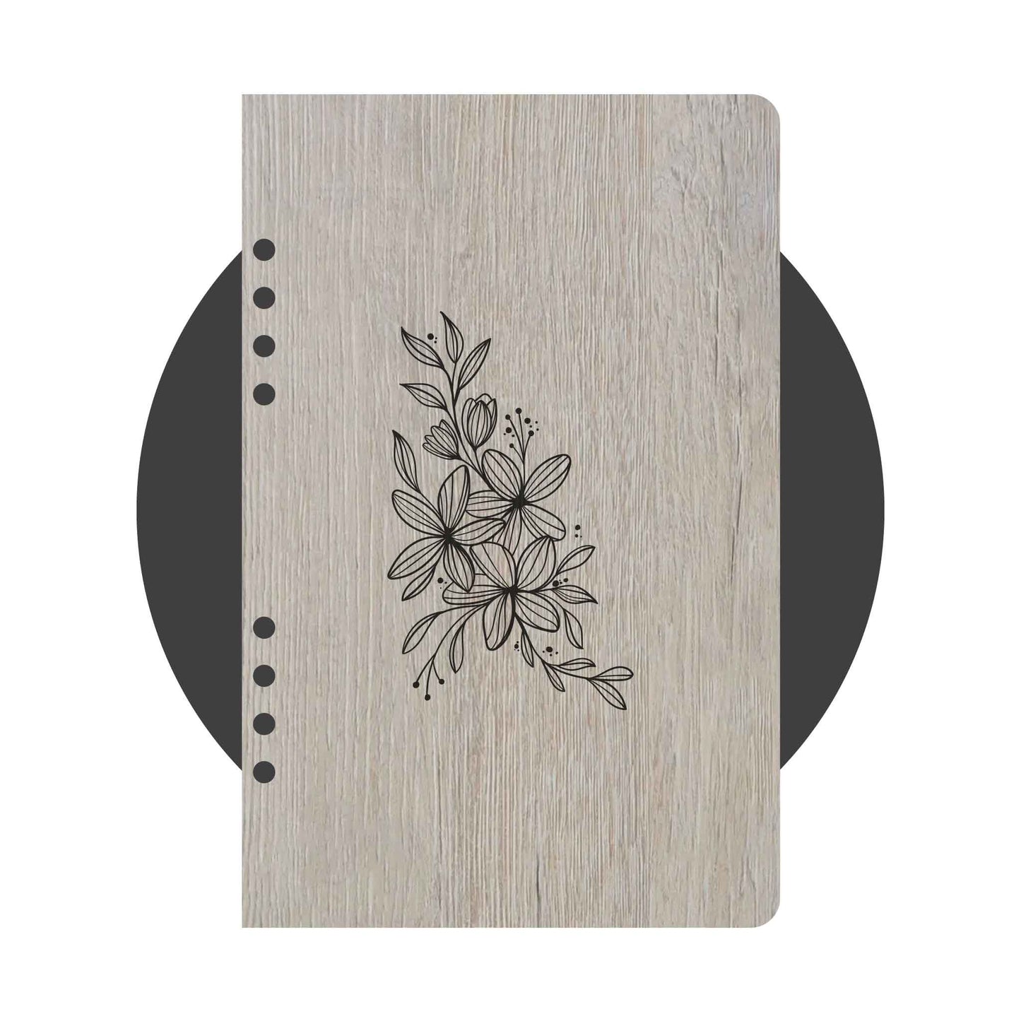 Cuaderno en madera - Flores