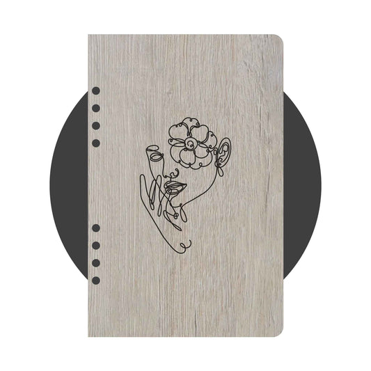 Cuaderno en madera - Rostro mujer